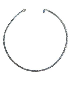 Braided Shiny Silver‑Tone Necklace • 15”
